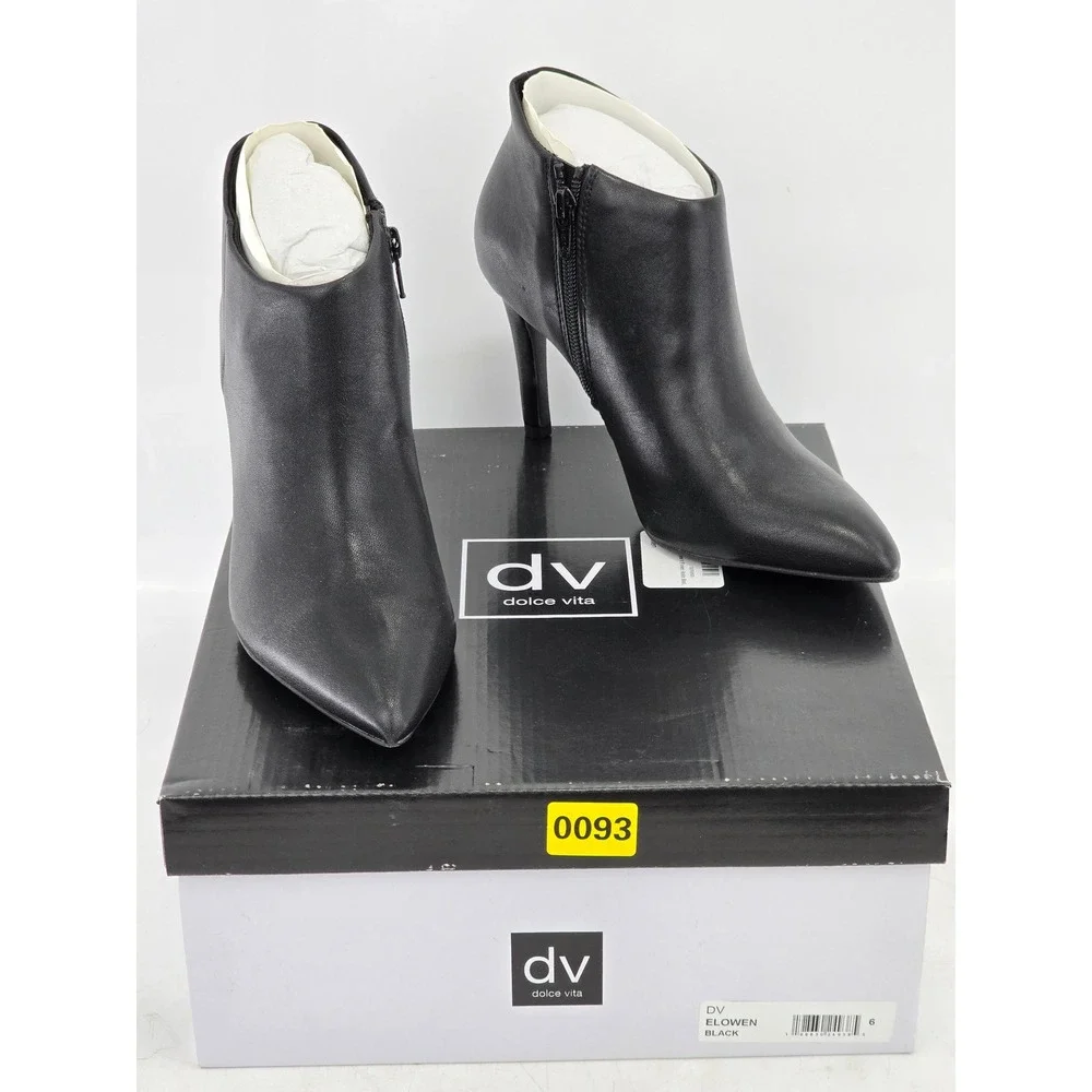 DV Dolce Vita Elowen Ankle Boots Womens 6 Black Pointed Toe Stiletto - New